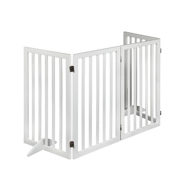PaWz Wooden Pet Gate Dog Fence Safety Stair Barrier Security Door 4 Panel Large Petsleisure